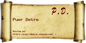 Puer Detre névjegykártya